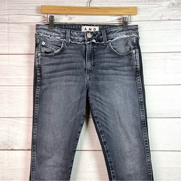 AMO Twist Two Tone Black Gray Dark & Stormy Ankle Jeans Size 28 - Picture 6 of 12